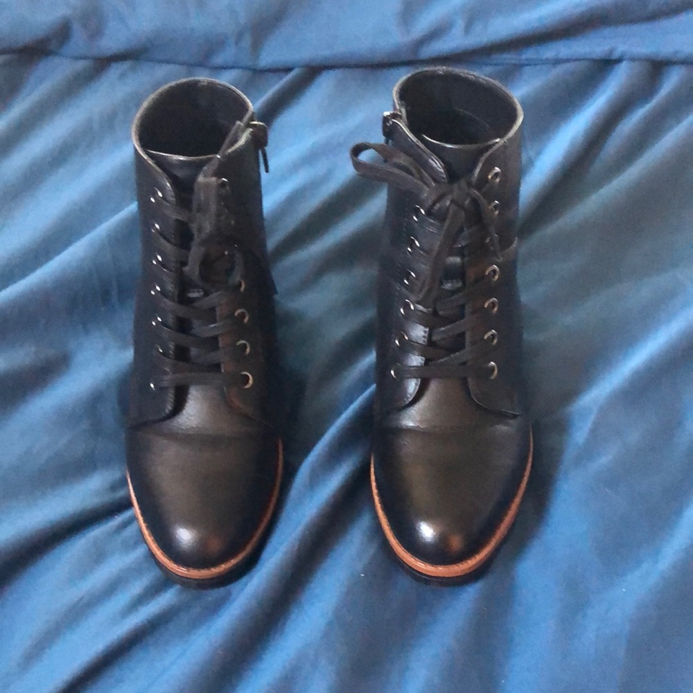 Women’s Black Lace up boots with side zip